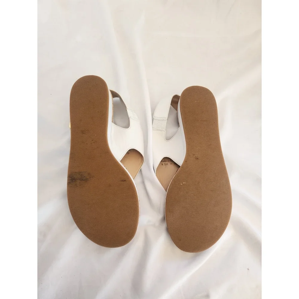 Jack Rogers White Leather Cork Platform Sandals Thong Buckle Womens 8.5 M Summer